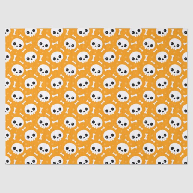 Cute Skull & Bones Halloween Pattern Tissue Paper (Front)