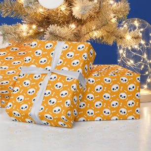Cute Skull & Bones Halloween Pattern Wrapping Paper
