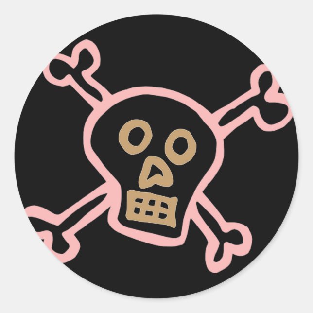 Cute Skull & Crossbones Graffiti Classic Round Sticker (Front)