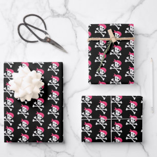 Cute Skull Crossbones Pattern Pirate Theme Wrapping Paper Sheet