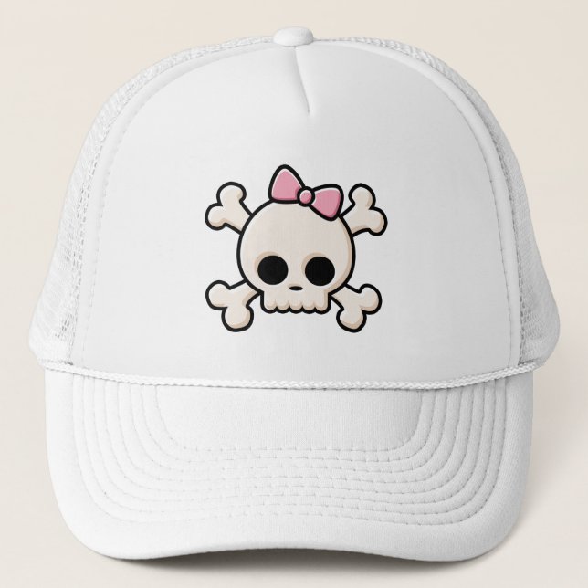 Cute Skull Girl Trucker Hat (Front)