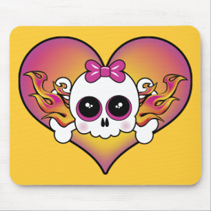 Cute Skull Heart Mouse Mat