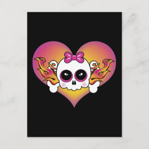 Cute Skull Heart Postcard