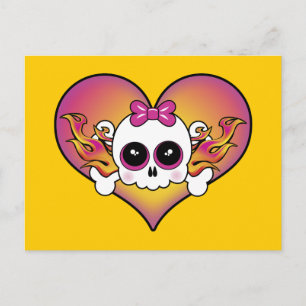 Cute Skull Heart Postcard