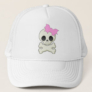Cute Skull n Crossbones with Bat Bow Trucker Hat