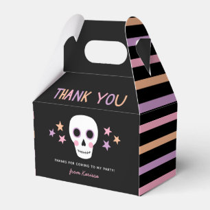 Cute Skull Pastel Stripes Halloween Birthday Name Favour Box