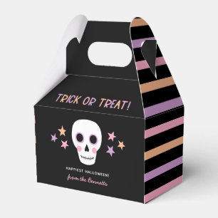 Cute Skull Pastel Stripes Halloween Trick Treat Fa Favour Box