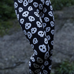 Cute Skull Pattern Goth Halloween Leggings