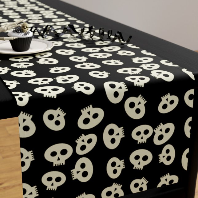Cute Skull Pattern Halloween Party Table Runner (Creator Uploaded)