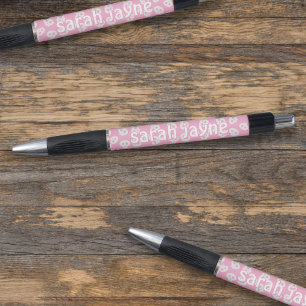 Cute Skull Pattern Name Pink Personalised Pen
