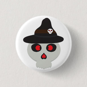 cute skull witch cartoon 3 cm round badge