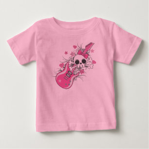 Cute Skull with Pink Guitar Baby T-Shirt
