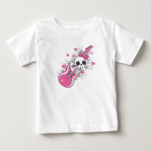 Cute Skull with Pink Guitar Baby T-Shirt