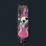 Cute Skull with Pink Guitar Skateboard<br><div class="desc">Cute skull and crossbones with bow and pink guitar is a girly skateboard every lady will love!</div>