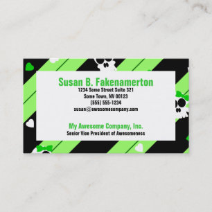 Cute Skulls Green and Black Business Cards