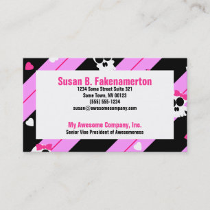 Cute Skulls Pink and Black Business Cards