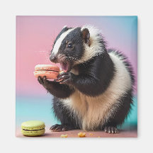 Cute Skunk Eating Colourful Macaroons