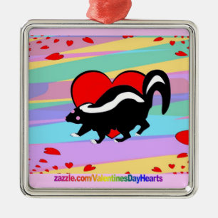 Cute Skunk Heart. Happy Anti-Valentines Day! Metal Tree Decoration