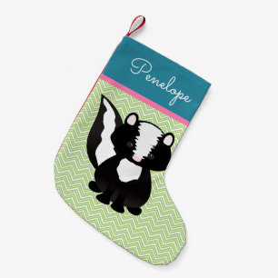 Cute Skunk In Pastels Personalised Small Christmas Stocking