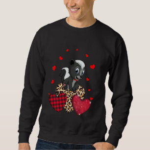 Cute Skunk With Leopard Red Plaid Heart  Ideas Sweatshirt