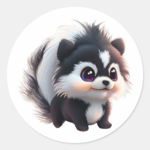 Cute skunk woodland animals forest friends classic round sticker