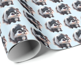Cute skunk woodland animals forest friends  wrapping paper