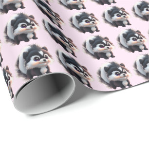 Cute skunk woodland animals forest friends wrapping paper