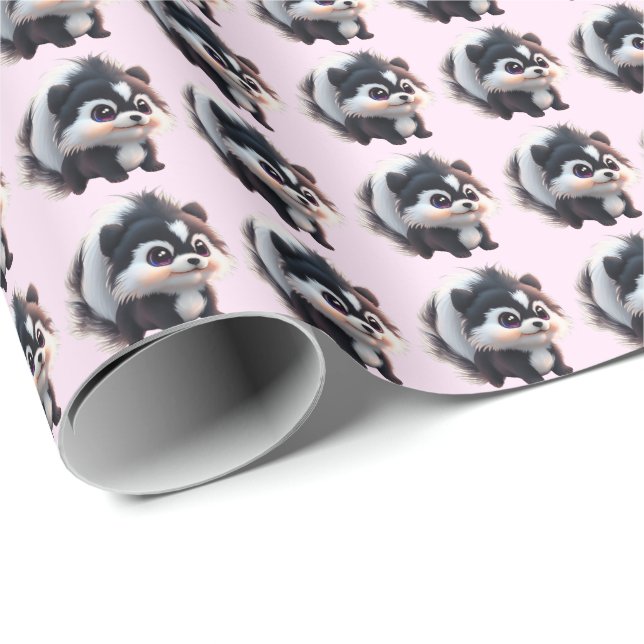 Cute skunk woodland animals forest friends  wrapping paper (Roll Corner)