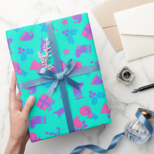 Cute Sky Blue Christmas wrapping paper
