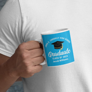 Cute Sky Blue Graduate Custom 2025 Graduation Coffee Mug