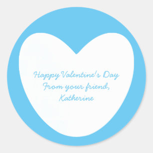 Cute sky blue heart classroom Valentine's Day Classic Round Sticker