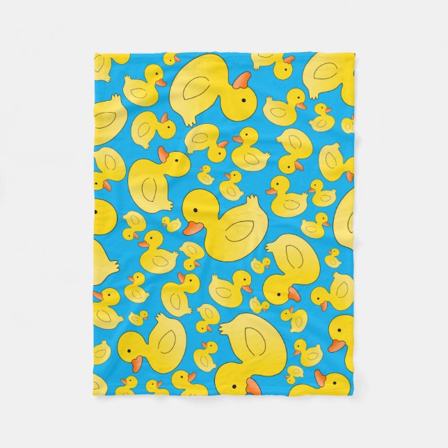Cute sky blue rubber ducks fleece blanket (Front)