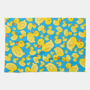 Cute sky blue rubber ducks tea towel