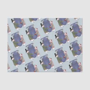 Cute Sledding Snow Couple Tissue Paper