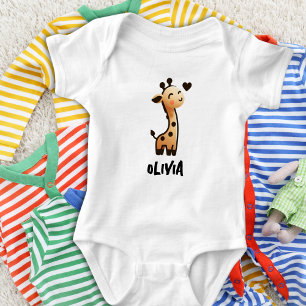 Cute Sleek Giraffe Personalised Baby Bodysuit