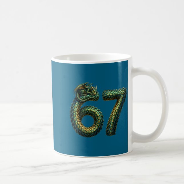 Cute Sleeng Dragon 67 Cool Six-seven Funny Six Sev Coffee Mug (Right)