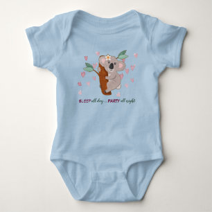 Cute Sleep All Day Koala Bear Baby Bodysuit