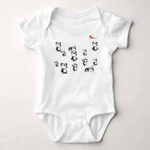 Cute Sleeping and Playing Panda Pattern Baby Bodys Bodysuit