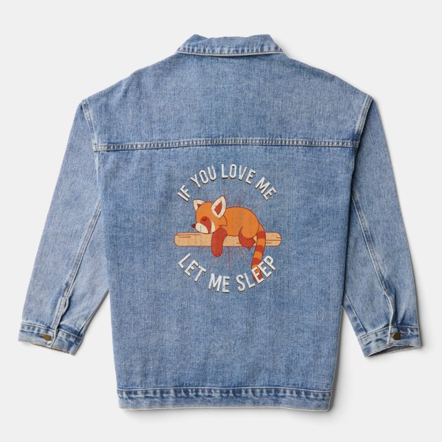 Cute Sleeping Animal  Pajama Nap Red Panda  Denim Jacket (Back)