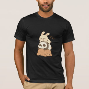 Cute Sleeping Animal Stack – Bunny, Panda, and Bea T-Shirt