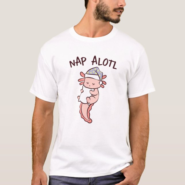 Cute Sleeping Axolotl Nap Alotl Napping Kawaii Axo T-Shirt (Front)