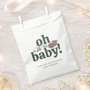 Cute Sleeping Baby Bear Cub Woodland Baby Shower Favour Bags