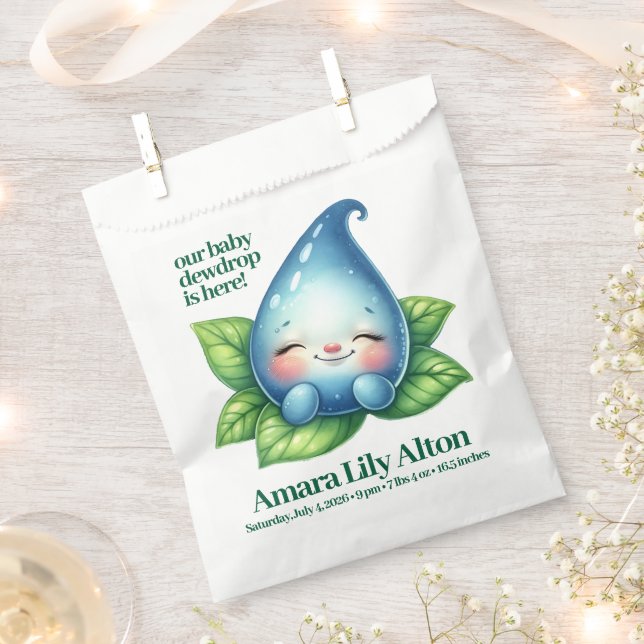 Cute Sleeping Baby Dewdrop Baby Shower Welcome Favour Bags (Clipped)
