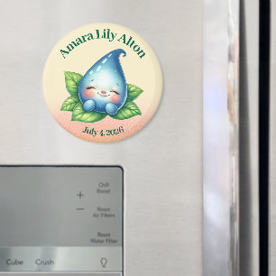 Cute Sleeping Baby Dewdrop Baby Shower Welcome Magnet