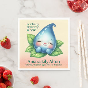 Cute Sleeping Baby Dewdrop Baby Shower Welcome Napkin