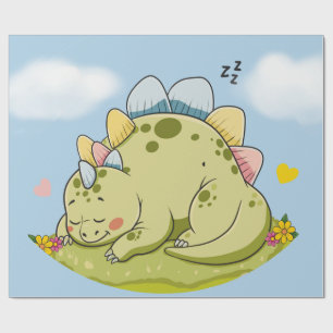Cute Sleeping Baby Dinosaur Wrapping Paper