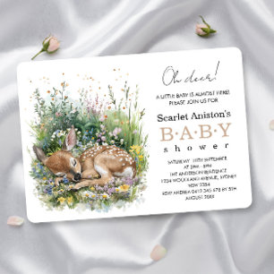 Cute Sleeping Baby Doe Baby Shower Invitation