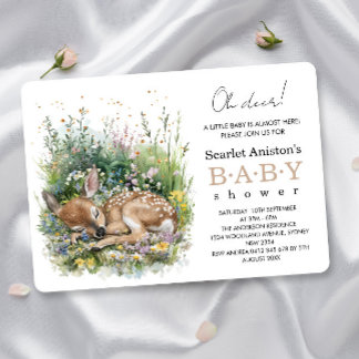 Cute Sleeping Baby Doe Baby Shower Invitation