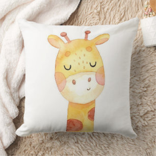 Cute Sleeping Baby Giraffe Throw Pillow