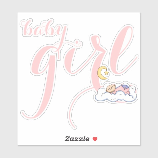 Cute sleeping baby girl pink typography nursery (Sheet)